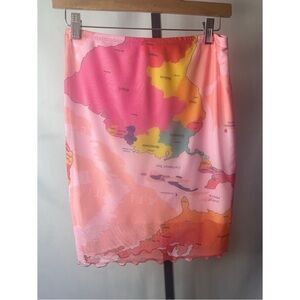 Map Print Pink Skirt